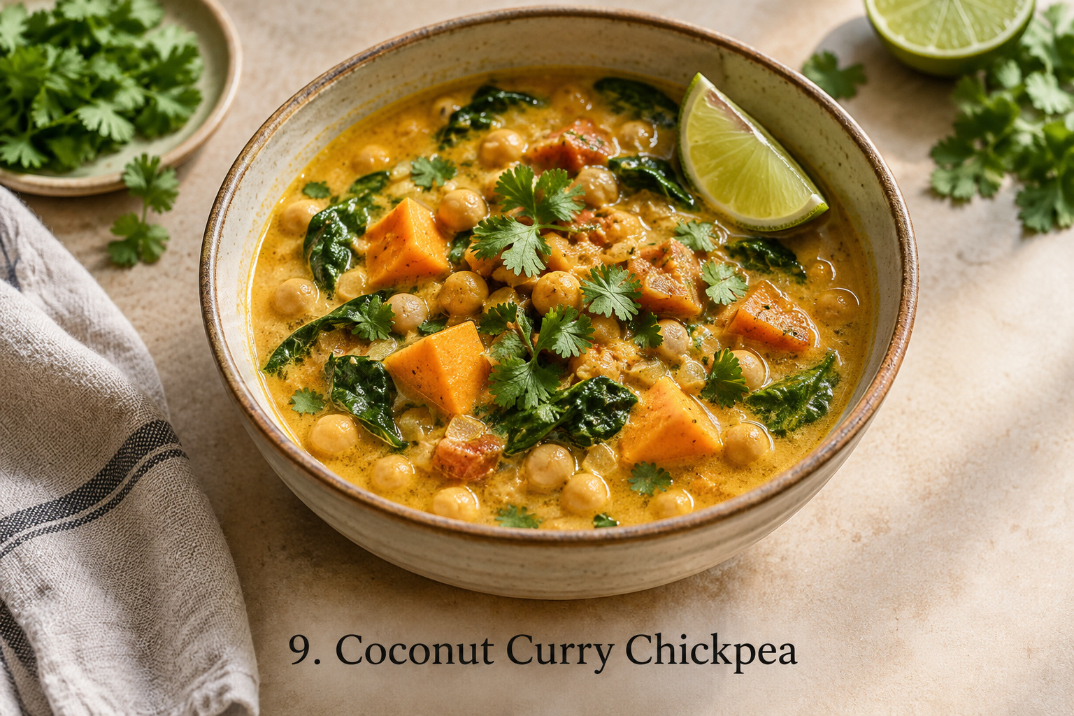 Coconut Curry Chickpea & Sweet Potato Soup