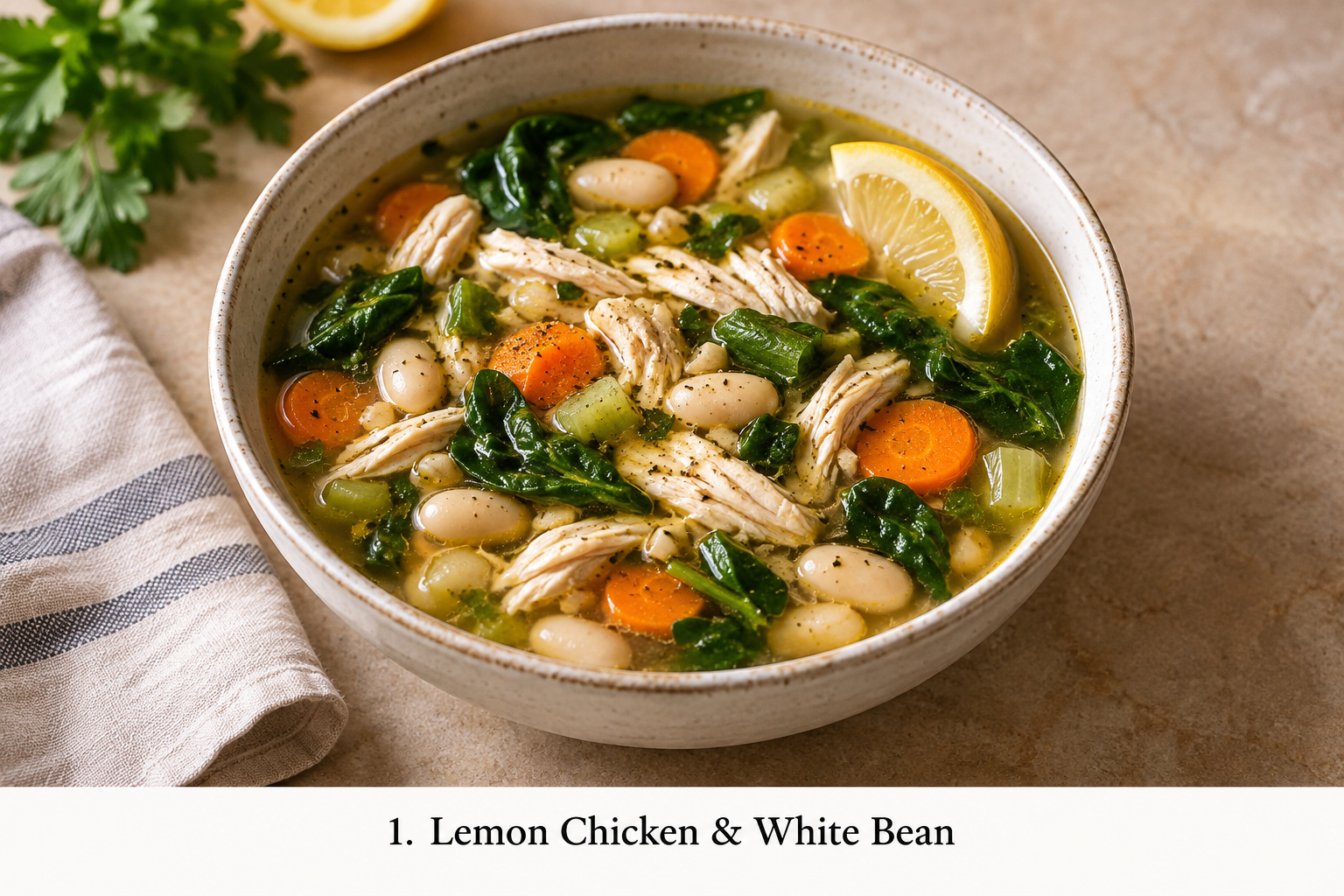 Lemon Chicken, White Bean & Spinach Soup